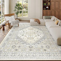 zesthome 6x9 Area Rug, Super Soft Washable Rugs for Living Room, Non-Slip Stain Resistant Vintage Rugs, Ultra-Thin Large Area Rugs (Beige,6'x9')
