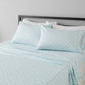 Amazon Basics Lightweight Super Soft Easy Care Comfortable Microfiber 4-Piece Bed Sheet Set with 14-Inch Deep Pockets, Queen, Aqua Fern, Printed
