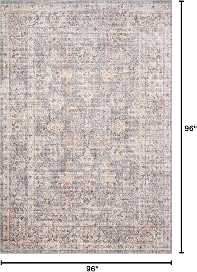 Loloi Skye Collection SKY-01 Grey/Apricot 8'-0" x 8'-0" Round Area Rug