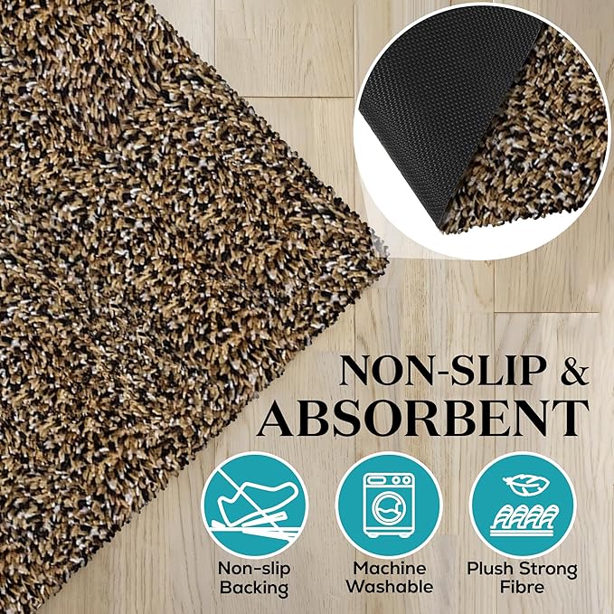 Premium Microfiber Indoor Door Mat – 36"x60" Washable Entry Mat, Non-Slip, Waterproof Backing, Super Absorbent, Low Profile Entryway Doormat for Indoor Entrance