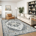 zesthome 5x7 Area Rugs, Machine Washable Rugs for Living Room, Bedroom,Stain Resistant Vintage Large Area Rug,Non-Slip Medallion Pattern Home Decor Rugs (Black,5'x7')