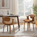 Art Leon Swivel Dining Chairs Set of 2 - Mid Century Modern Kitchen Dining Room Chairs, Faux Leather Chair No Wheels, Retro Brown