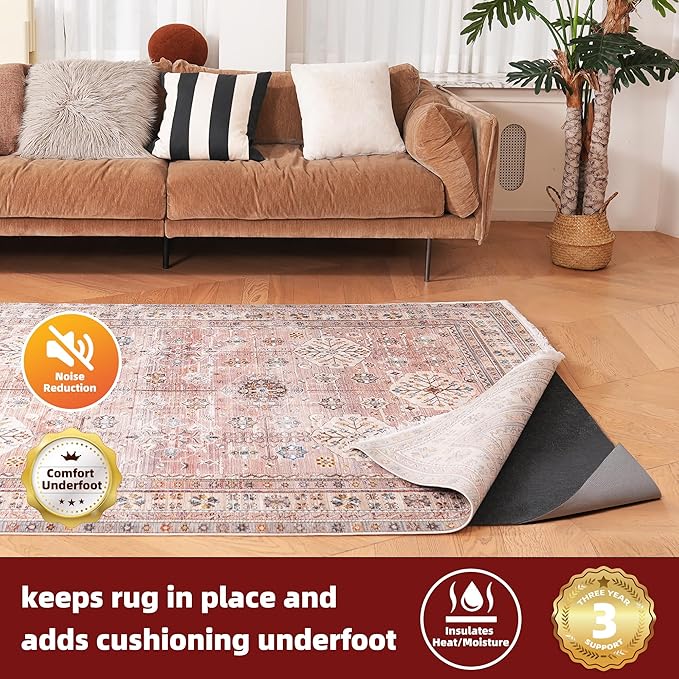 BAGAIL Felt and Natural Rubber Backing Rug Pads 1/4” Thick, 8 x 10 Ft Non Slip Carpet Gripper Keep Rugs in Place, Under Area Rug Protective Cushioned Pads, Carpet Runners, Hardwood Floors Protection