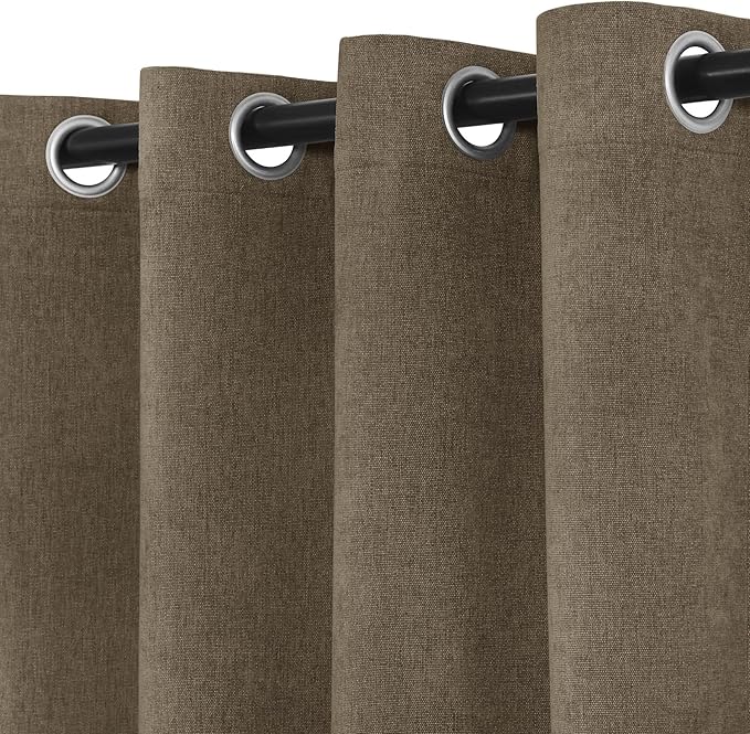Macochico 100% Blackout Chenille Curtains for Living Room Classic Chenille Window Curtain Panels Thermal Drapes for Bedroom Hotel Grommet Curtains with Tieback Palm 84" Wx96 L 1 Panel