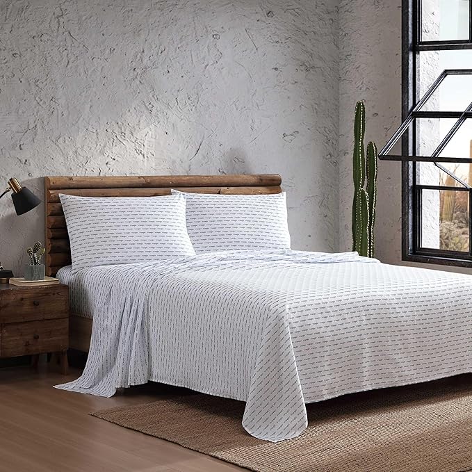 Wrangler - King Bed Sheets, Ultra-Soft & Lightweight Bedding with Matching Pillowcases, Lightweight Bed Set for All Season Comfort, Oeko-Tex Certified (Stamped Logo Blue)