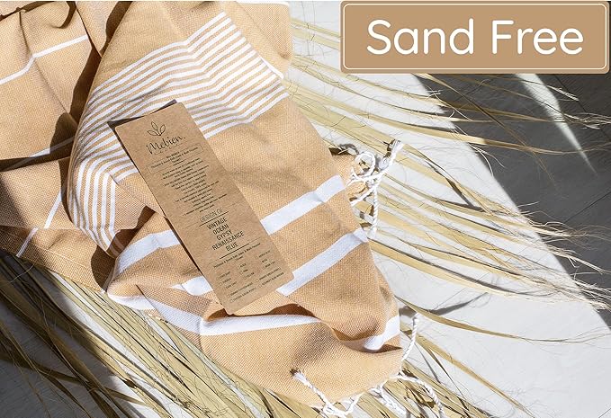 Premium Turkish Beach Towel – 100% Cotton, Quick Dry, Sand Free, Oversized Beach Towels 35”x67” – Ideal for Travel, Pool, and Beach Blanket – Honey Yellow Color