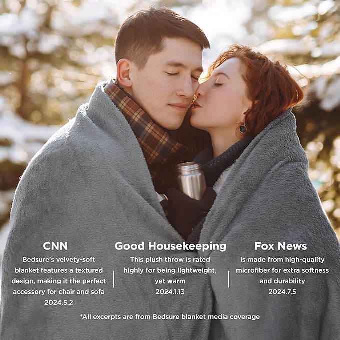 Bedsure GentleSoft Fleece Throw Blanket for Couch Grey - Lightweight Plush Fuzzy Cozy Soft Blankets and Throws for Sofa, 50x60 inches