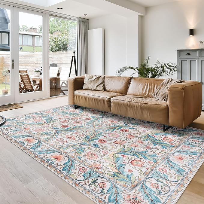 Gertmenian Indoor Boho Area Rug | Home Decor for Entryway, Bedroom, Living Room, Office, Kitchen | Non Slip, Soft, Printed Accent Rugs | Altair, Ivory, 9x13 Extra Large, 24500