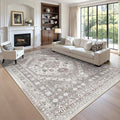 zesthome 8x10 Area Rugs for Living Room,Non-Slip Backing Washable Rugs,Vintage Large Area Rug，Stain Resistant Home Decor Rug (Brown/Beige,8'x10')