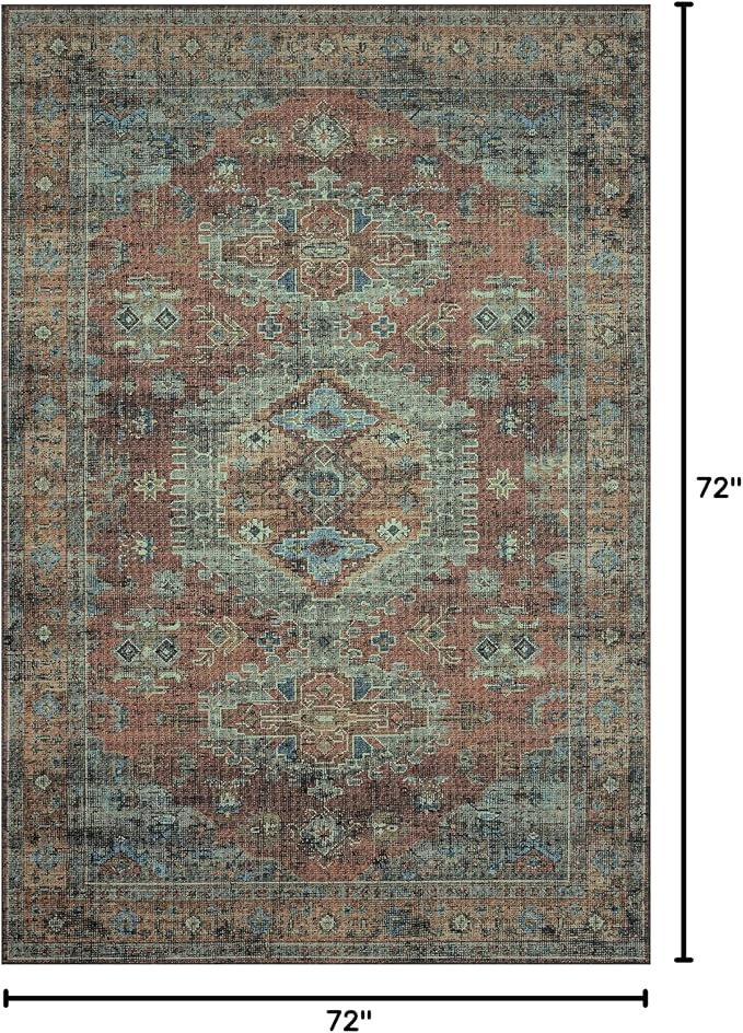 Loloi Skye Collection SKY-07 Terracotta/Sky 6'-0" x 6'-0" Round Area Rug