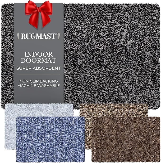 Premium Microfiber Indoor Door Mat – 24"x36" Washable Entry Mat, Non-Slip, Waterproof Backing, Super Absorbent, Low Profile Entryway Doormat for Indoor Entrance