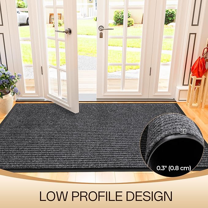 Amyracel Front Door Mat Indoor Outdoor Entrance, 36" x 72" All-Season Waterproof Doormat for Enterway, Heavy Duty Commercial Floor Mat, Fade Resistant, Rubber Back, Low Profile, Easy Clean
