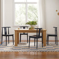Mid Century Modern Kitchen Chairs Set of 4, Wooden Dining Room Chairs Wishbone Chair with Curved Back Armless Accent Chair for Living Room Restaurant, Black