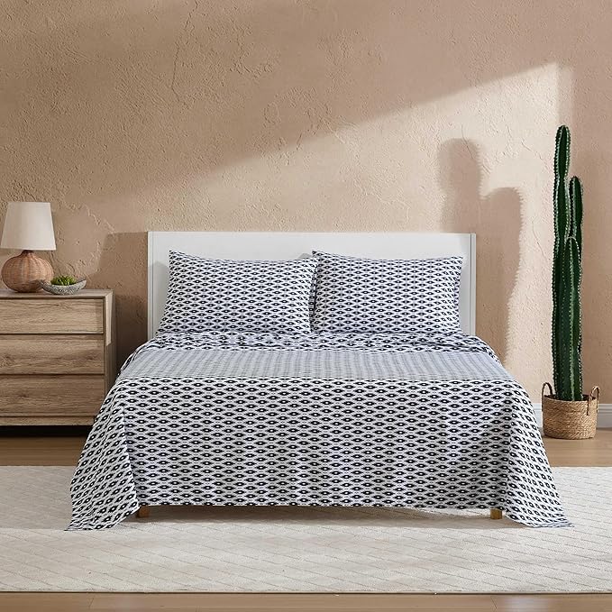 Wrangler - Sheet Set, Breathable & Wrinkle Resistant Bedding with Matching Pillowcases, Yellowstone Inspired, Fully Elasticized (Blaze Black, King)