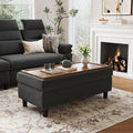 LINSY HOME 46 Inches Wide Storage Ottoman Bench, Linen Coffee Table Long Shoes Bench Footstool, Storage Chest, Foot Rest Stool, for The Living Room, Entryway and Family Room, Dark Gray