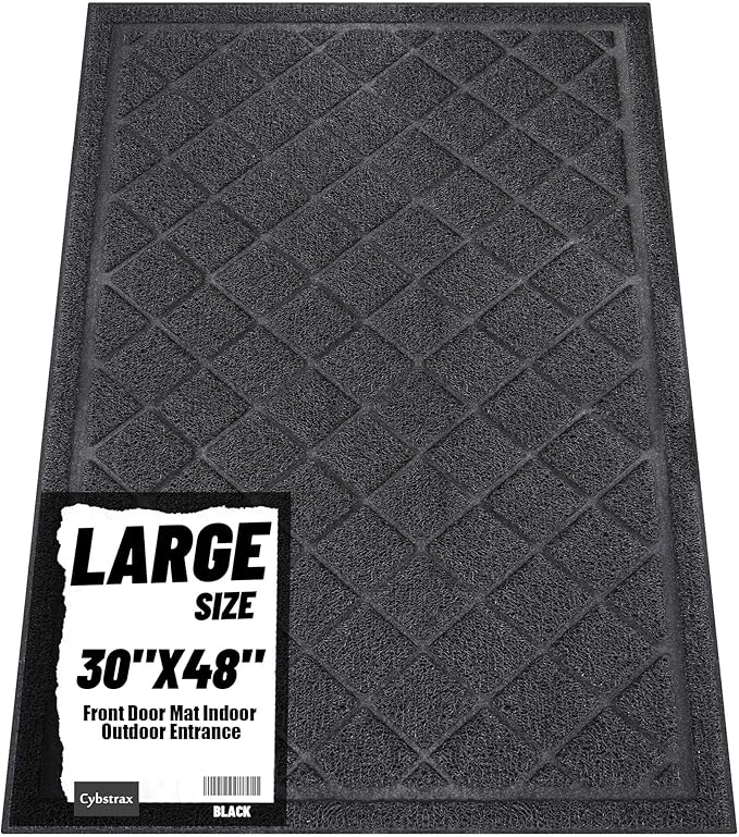Front Door Mat Indoor Outdoor Entrance, 30" x 48" All-Season Heavy Duty Waterproof Doormat, Non-Slip Absorbent Entryway Mat, Easy to Clean, Low Profile Commercial Floor Mat for Indoor Outdoor