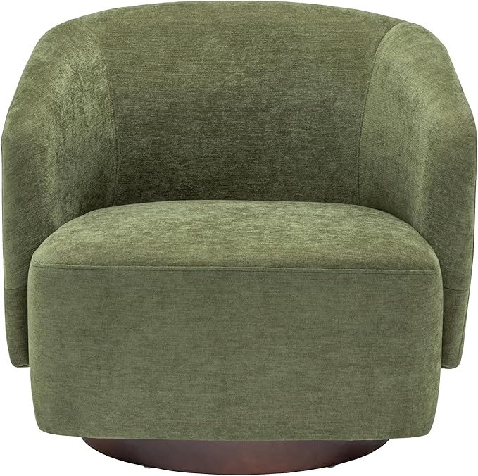 MINCETA Accent Chair,Modern Swivel Chairs for Living Room and Bedroom Reading with Wood Base,Fabric in Green