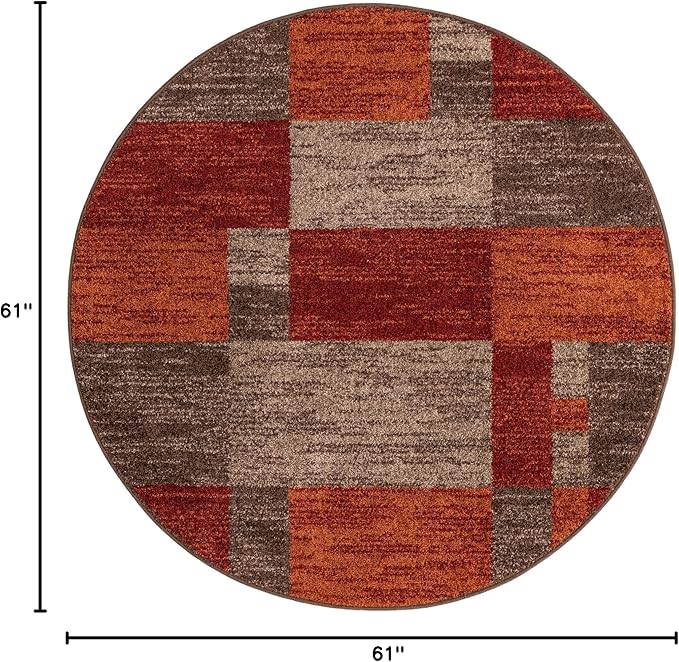 Unique Loom Autumn Collection Area Rug - Providence (5' 1" Round, Multi/ Beige)