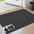 JSEI Entryway Rugs Doormat 20"x32", Non-Slip Dirt Trapper Door Mats Indoor, Washable Absorbent and Stain Resist Welcome Floor Mat for Front Door, Dog Door Mat, Muddy Wet Shoes & Paws, Dark Grey