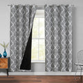 Beauoop 100% Blackout Curtains 72 Inches Long 2 Panels for Bedroom Living Room Grey Moroccan Geo Room Darkening Thermal Insulated Soundproof Grommet Top Window Treatments Drapes, 50x72 Set of 2