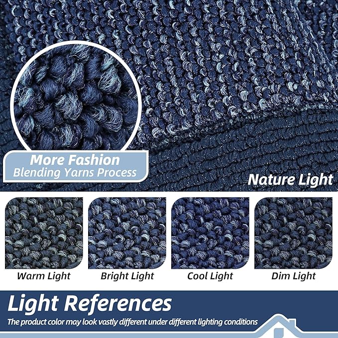 BEQHAUSE Indoor Door Mat 20" x 32", Dirt Trapper Door Mats Non-Slip Entryway Rugs Washable, Resist Dirt Absorbent Welcome Mat, Low Profile Floor Mats for Front Back Door and Entryway, Blue