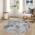 4ft Round Area Rug Living Room Rugs - 4x4 Washable Large Soft Indoor Neutral Modern Abstract Low Pile Rug Carpet for Bedroom Dining Room Farmhouse Home Office - Grey