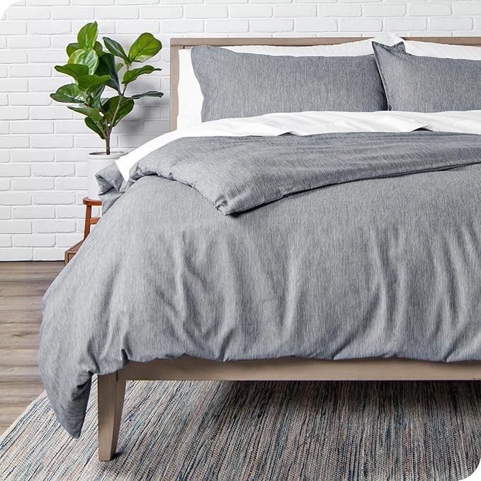 Bare Home Bedding Duvet Cover Oversized Queen Size - Premium 1800 Super Soft Collection - Lightweight, Duvet Cover - Soft Textured (Oversized Queen, Heathered Charcoal)