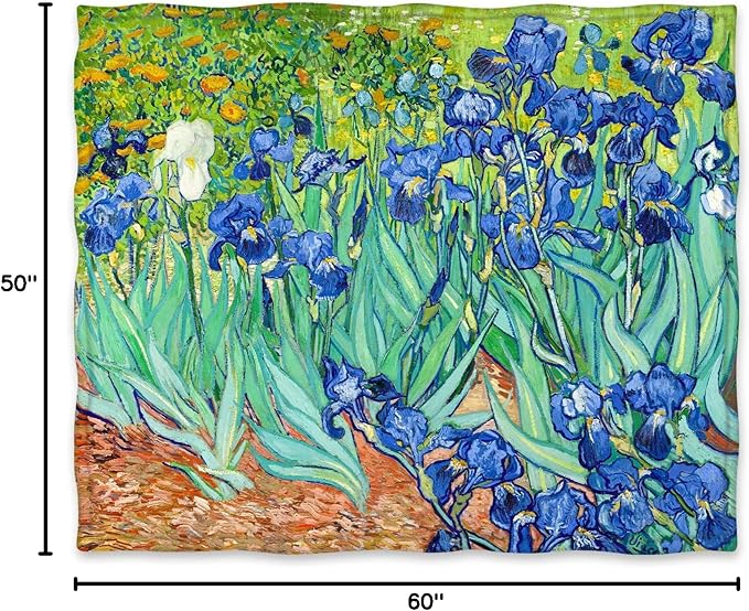 Jekeno Floral Blanket Flower Gifts for Women Kids Girls Wife Mom Birthday Christmas Home Bedroom Blue Purple Flowers Flowers Oil Painting Decor Soft Cozy Throw Blankets 50"x60"