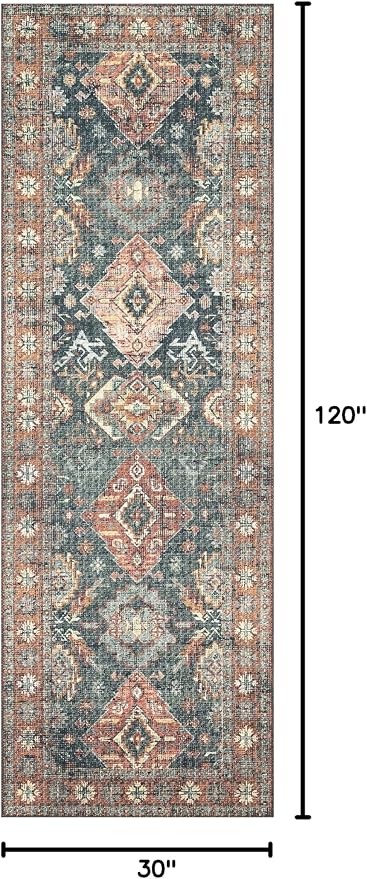 Loloi Skye Collection SKY-10 Sea/Rust 2'-6" x 10'-0" Runner Rug