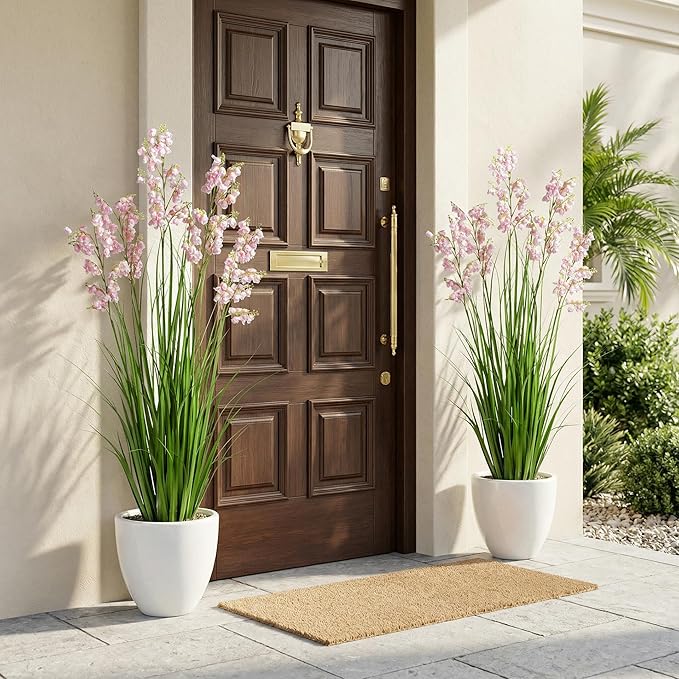 Green Onions Home Decor Fake Plants Lily of The Valley Snake Plant Home DéCor Accents Artificial Grass Room Decor Artificial Plants Indoor Artificial Grass 47" 2PCS（Pink）