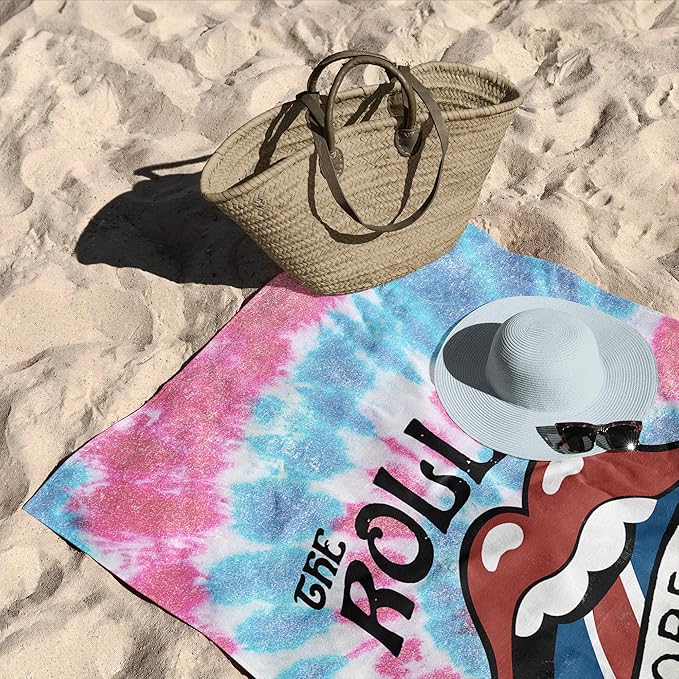 Northwest The Rolling Stones European Tour Beach Towel, Rock and Roll Pool and Bath Towel, Soft and Absorbent, Quick Dry, 30 x 60 inches