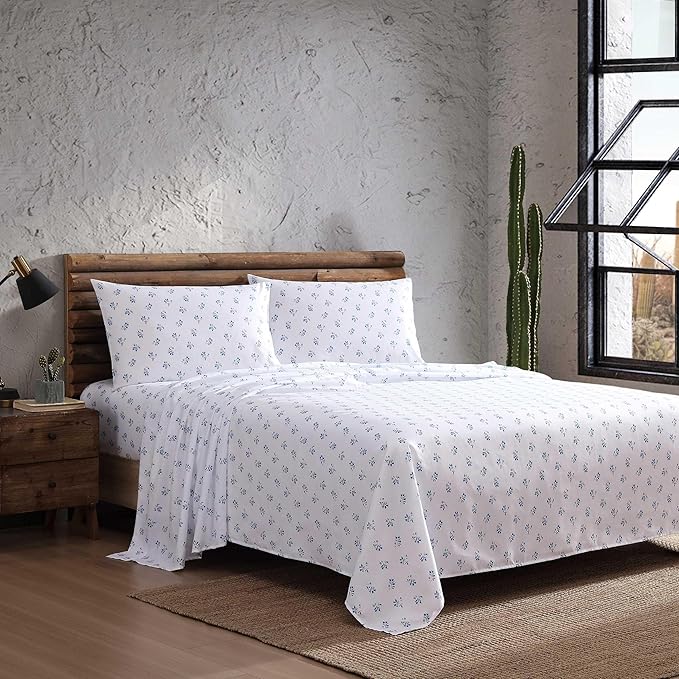 Wrangler - Twin Bed Sheets, Ultra-Soft & Lightweight Bedding with Matching Pillowcase, Lightweight Bed Set for All Season Comfort, Oeko-Tex Certified (Sketchy Ditsy Blue)