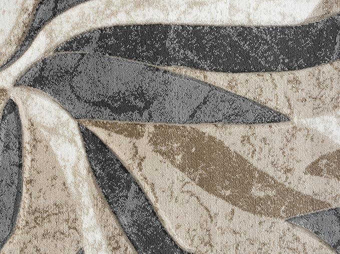 Modern Abstract Area Rug Hand Carved Contemporary Geometric Swirls Vibrant Colors Carpet for Living Room Bedroom Design PR1002 (Beige, 5' x 7')