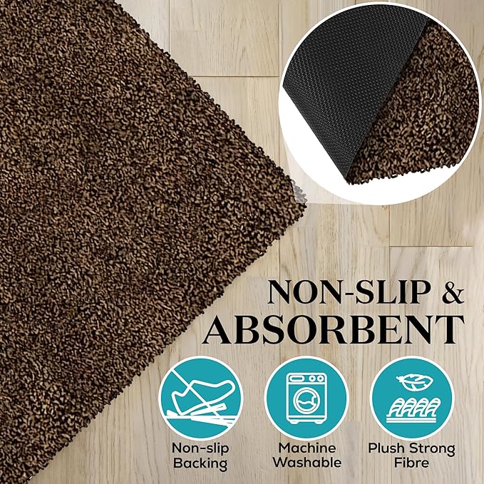 Premium Microfiber Indoor Door Mat – 36"x60" Washable Entry Mat, Non-Slip, Waterproof Backing, Super Absorbent, Low Profile Entryway Doormat for Indoor Entrance