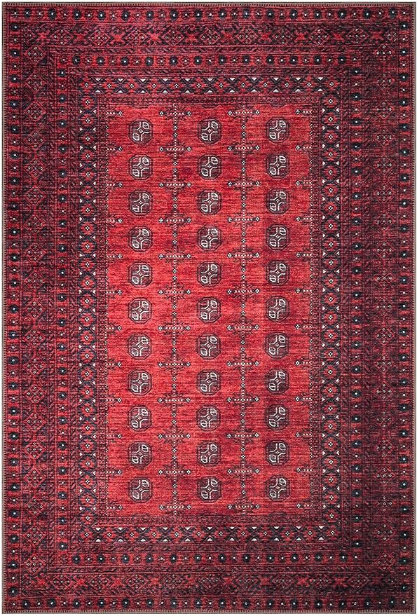 Keen Home Design 10x14 Rug - Machine Washable Area Rug with Non-Slip Backing, Ideal for Living Room, Dining Room, Bedroom - Vintage, Easy Clean, Durable, Low Pile Rug - (9'7" x 14')