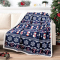 PAVILIA Premium Christmas Sherpa Throw Blanket | Christmas Decoration Gift, Fleece, Plush, Warm, Cozy Reversible Microfiber Holiday Blanket | Blue Christmas - 50x60
