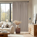 Extra Wide 70 Inch Burlywood Birch Blackout Bedroom Curtains 96 Inches Long Memory Trained Pinch Pleated Room Darkening Thermal Linen Textured Two Layer Drapes for Living Room Sliding Patio Door