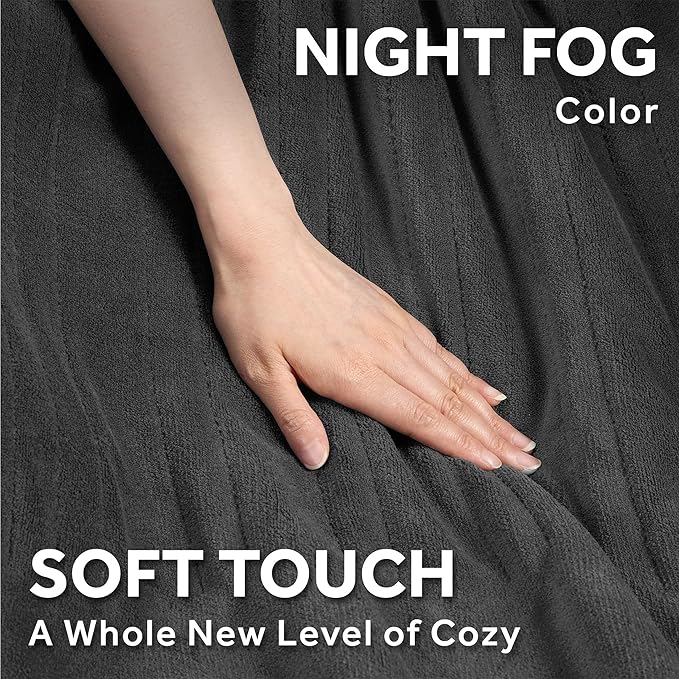 Sunbeam Electric Royal Luxe Microplush Heated Blanket, 12 Heat Settings, 12-Hour Auto Shut-Off, Fast Heating, Warm & Cozy, Machine Washable, Night Fog Color, King (90" x 100")