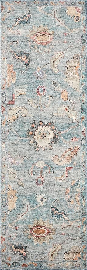 Loloi Margot Collection MAT-06 Denim/Multi 2'-0" x 5'-0" Accent Rug feat. CloudPile, No-Shed Easy Clean Large Patterned Area Rug for Living Room, Bedroom, Dining Area
