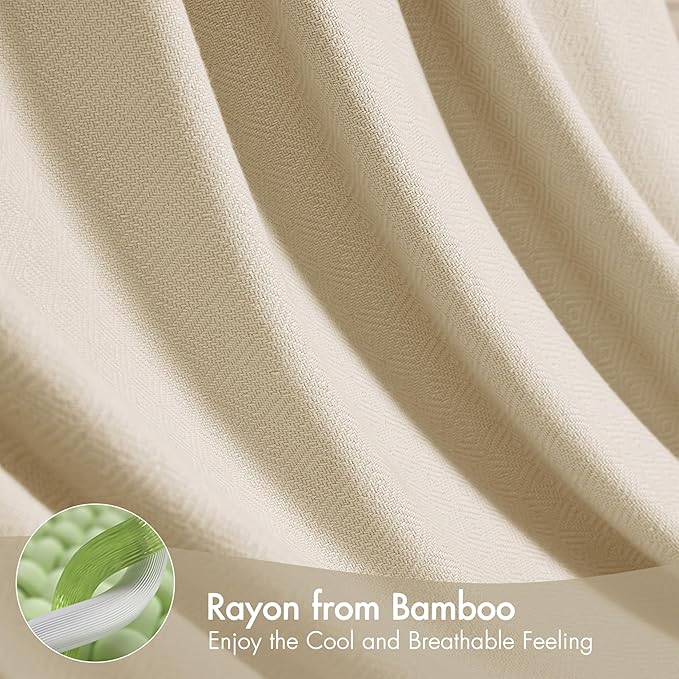 Madison Park Twin Size Blanket, 70% Rayon Bamboo-Based, 30% Cotton, Breathable for Hot Sleepers Menopause, Ultra Soft and Snag-Resistant, Summer Blanket for Bed or Couch, Twin 66"x90", Ivory