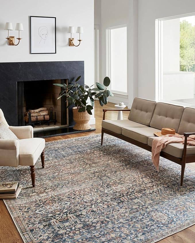 Loloi Chris Loves Julia Jules Collection JUL-06 Denim/Spice 3'-6'' x 5'-6'', .13" Pile Height, Accent Rug