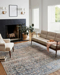 Loloi Chris Loves Julia Jules Collection JUL-06 Denim/Spice 2'-6'' x 7'-6'', .13" Pile Height, Runner Rug