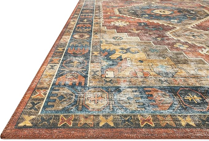 Loloi Skye Collection SKY-11 Rust/Blue 8'-0" x 8'-0" Round Area Rug