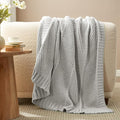 Amélie Home Chevron Chenille Knit Throw Blanket for Couch, Cozy Texture Decorative Soft Blanket for Sofa & Chair, 60"x80", Light Grey