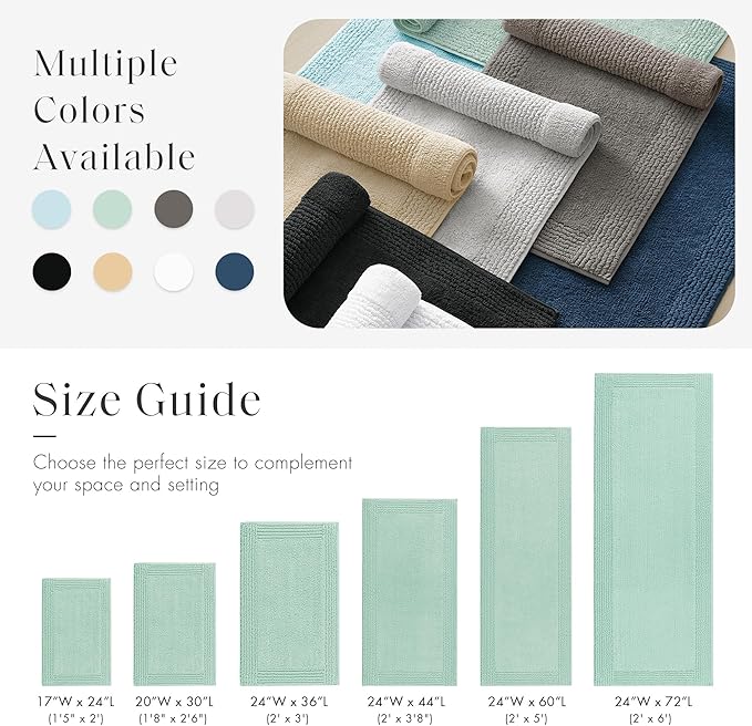 Madison Park Splendor Reversible 100% Cotton Tufted Bathroom Rug-3000 GSM Hotel Quality Luxurious Plush Medium Pile Bath Mat Absorbent, Quick Dry, Shower Room Décor, 24x36 Green