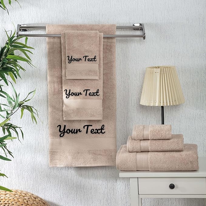 Personalized Towels - Customized Turkish Cotton Towel Set, Monogrammed Towels with Initials, Name & Embroidery, Idea for Weddings, Bridal Showers, Anniversaries, Housewarming, New Home