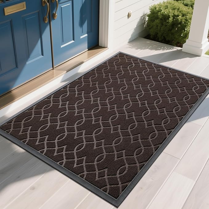 Yimobra Extra Large Door Mat 60x36, All-Season Waterproof Doormat Outdoor Entrance, Heavy Duty Non-Slip Outside Door Mat for Garage Patio Proch Entryway Indoor, Easy Clean, Coffee