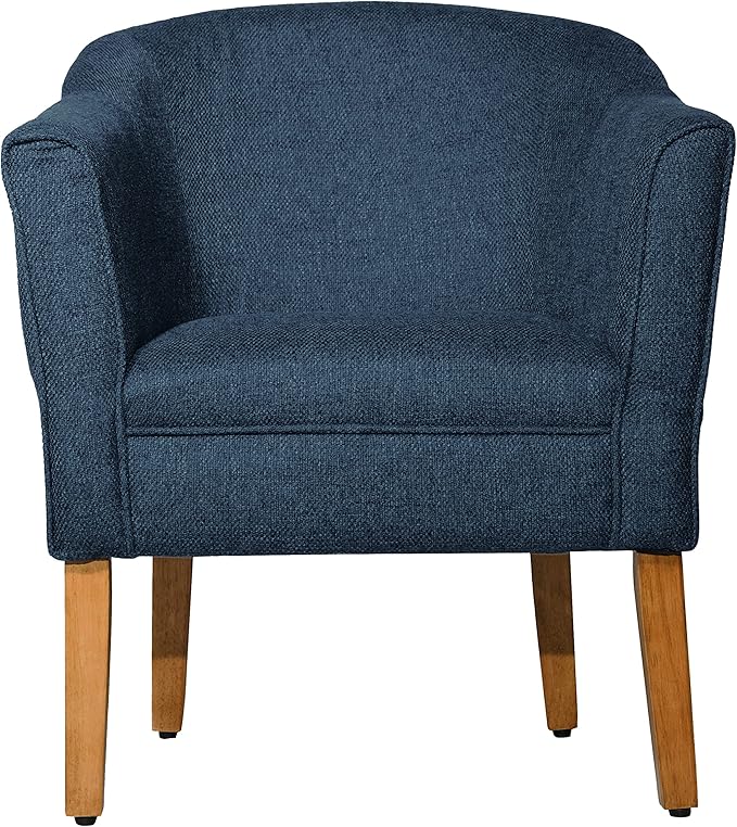 HomePop Barrel Shaped Accent Chair,Arm Rest, WOOD AND POLYESTER,Blue Medium