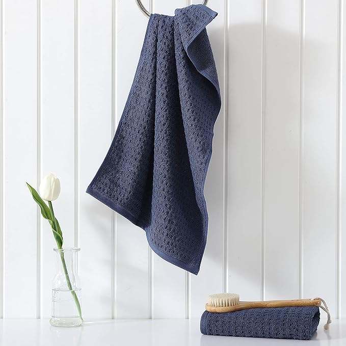 Tommy Bahama- Hand Towel Set, Highly Absorbent Cotton Bathroom Decor, Low Linting & Fade Resistant (Northern Pacific Dark Blue, 2 Piece)