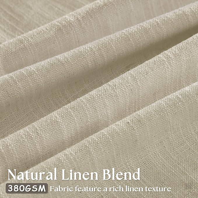 Linen Flax 102 Inch Curtains Pinch Pleated Linen Curtains 2 Panels for Living Room Bedroom Memory Training Semi Sheer Pinch Pleat Farmhouse Beige Drapes Back Tab Light Filtering Window Curtain 40x102